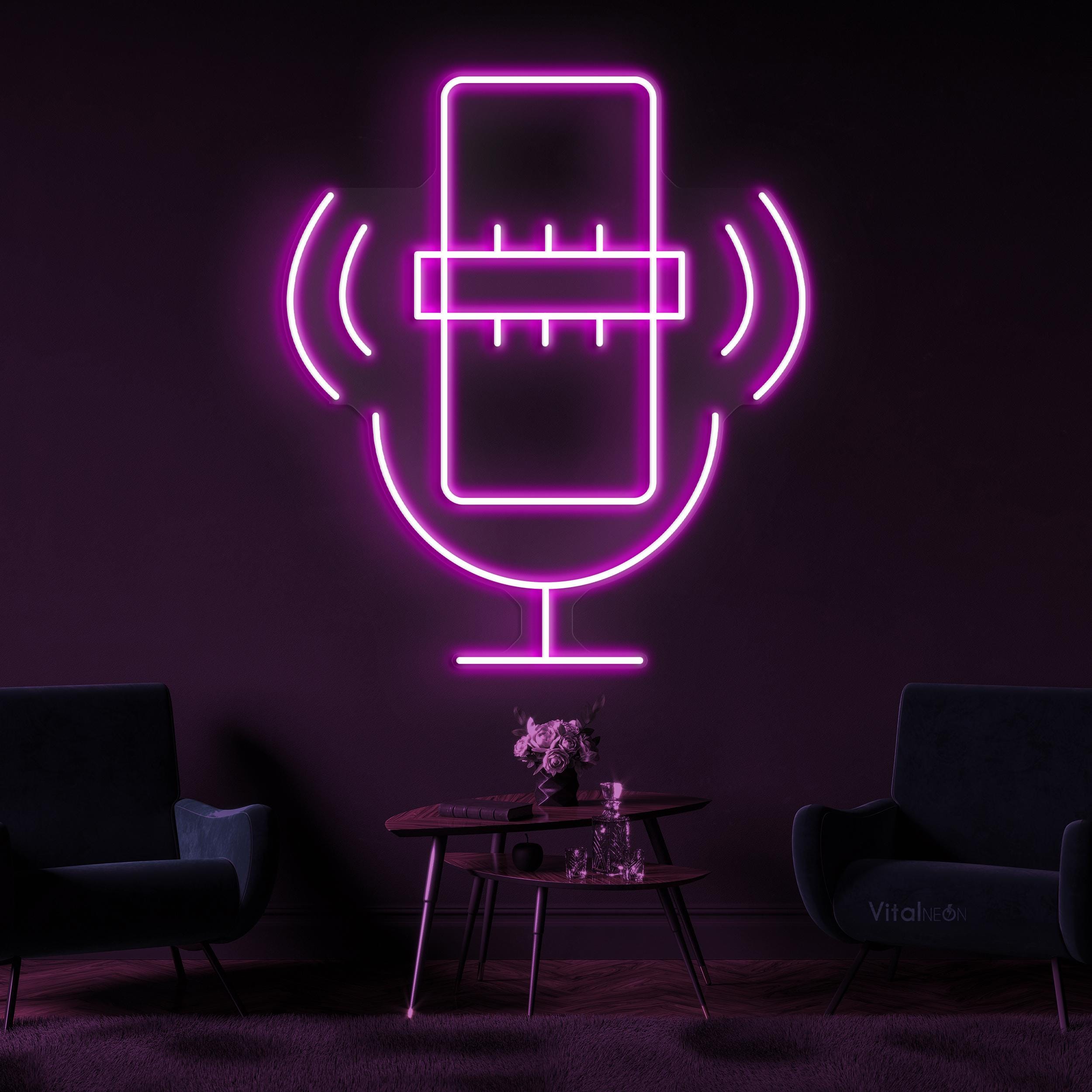 Microphone LED Light, Sound Waves Sign, Voice Over Booth Decor, Music ...