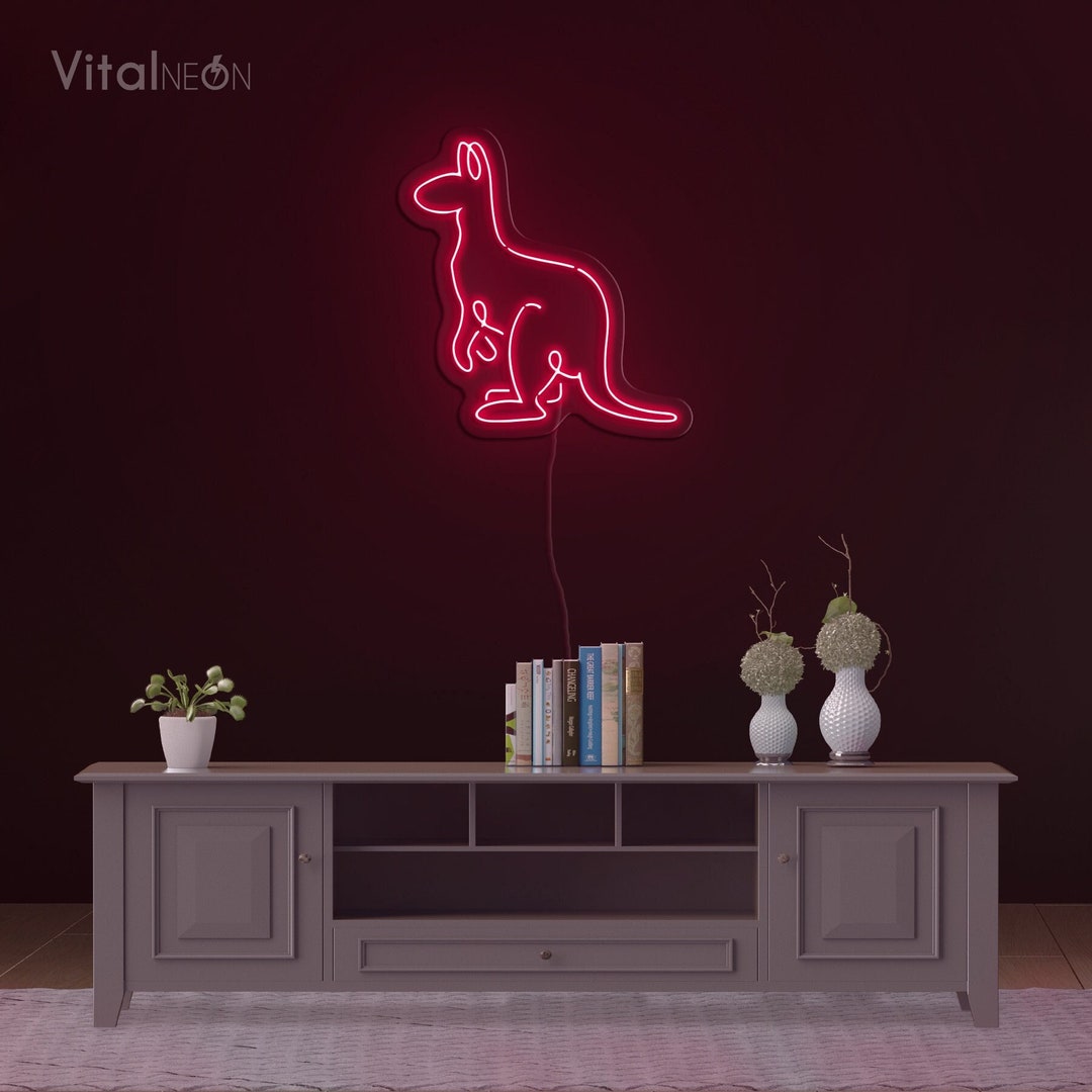 Kangaroo Led Rings Kangaroo LED Neon Sign for Australian Wildlife Lover Home Wall Display ...