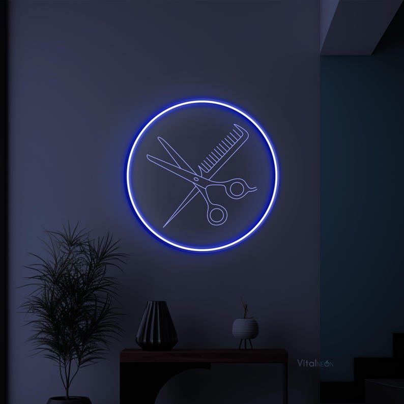 Custom Scissor Comb Neon Sign – 3D Engraved Barber Shop LED Light - Etsy