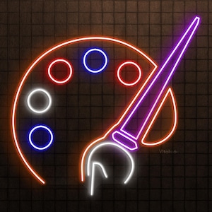 Paint Palette Neon Sign, Palette & Brushes LED Light, Paint Tools Wall Decor, Studio Wall Art, Home Wall Decor, Paint Shop Led Neon Light