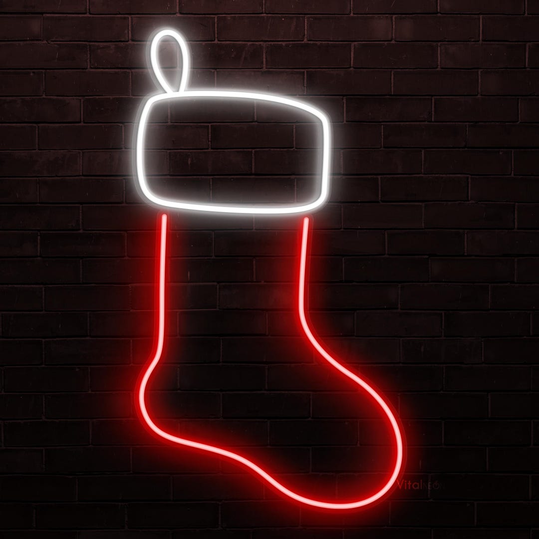 Christmas Stocking LED Sign – Festive Wall Decor for Home, Cafe, Bar ...