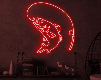 釣りネオンサイン、釣りLEDライト、壁飾りの魚、釣りクラブの壁アート