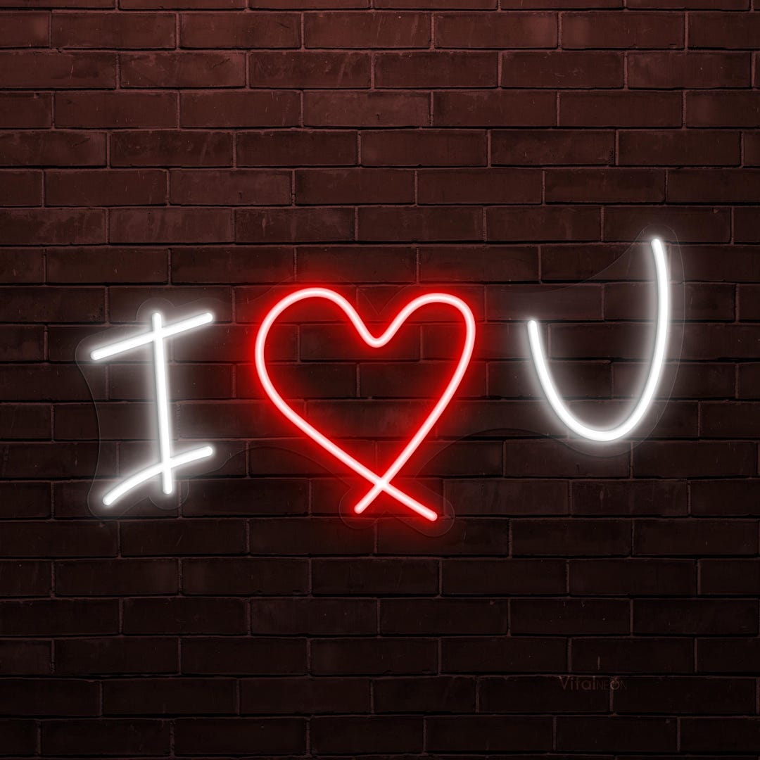 I Love You Neon Sign, LED Heart Decor, Couple Room Art - Etsy