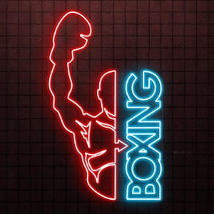 Boxing Neon Sign, Boxing LED Light, Boxer Wall Decor, Gym Wall Art, Bodybuilder Neon Light, Fight Night Neon Sign, Boxing Club Led Sign