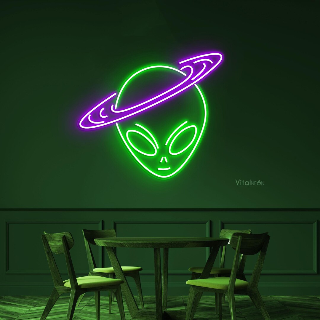 Alien Head Neon Sign, LED Sci-fi Wall Art for Kids Room or Game Room ...