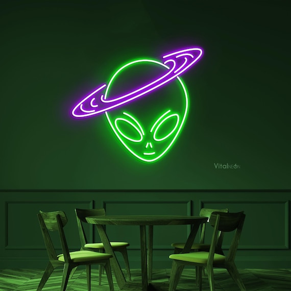 Alien Neon Sign – 1-Piece Alien Head Lamp, USB Or 3xAA Battery Powered, Cool Wall Decor For Bedroom, Gaming Room