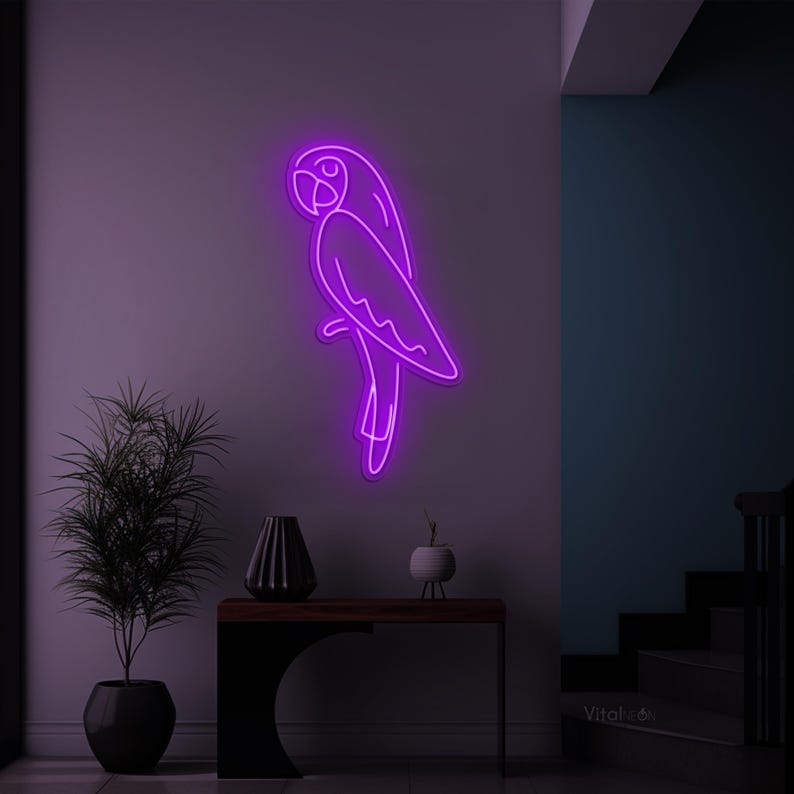 Curated visual reference: Macaw Aviaries With Led Lighting Reference: Tropical Macaw Parrot Neon Sign Led Wall Art For Kids