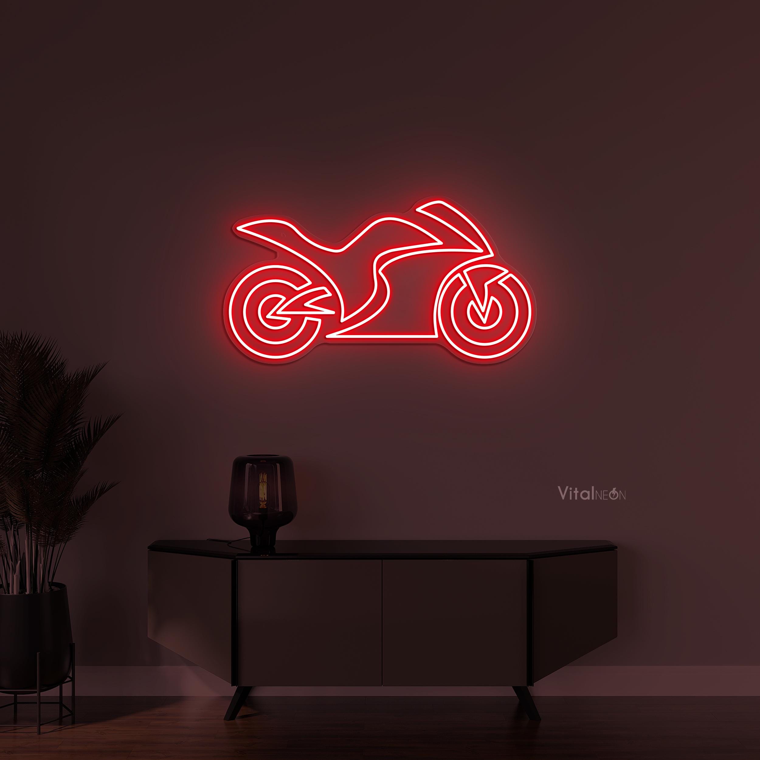 Motorcycle Neon LED Sign, Sports Bike Wall Decor, Personalized