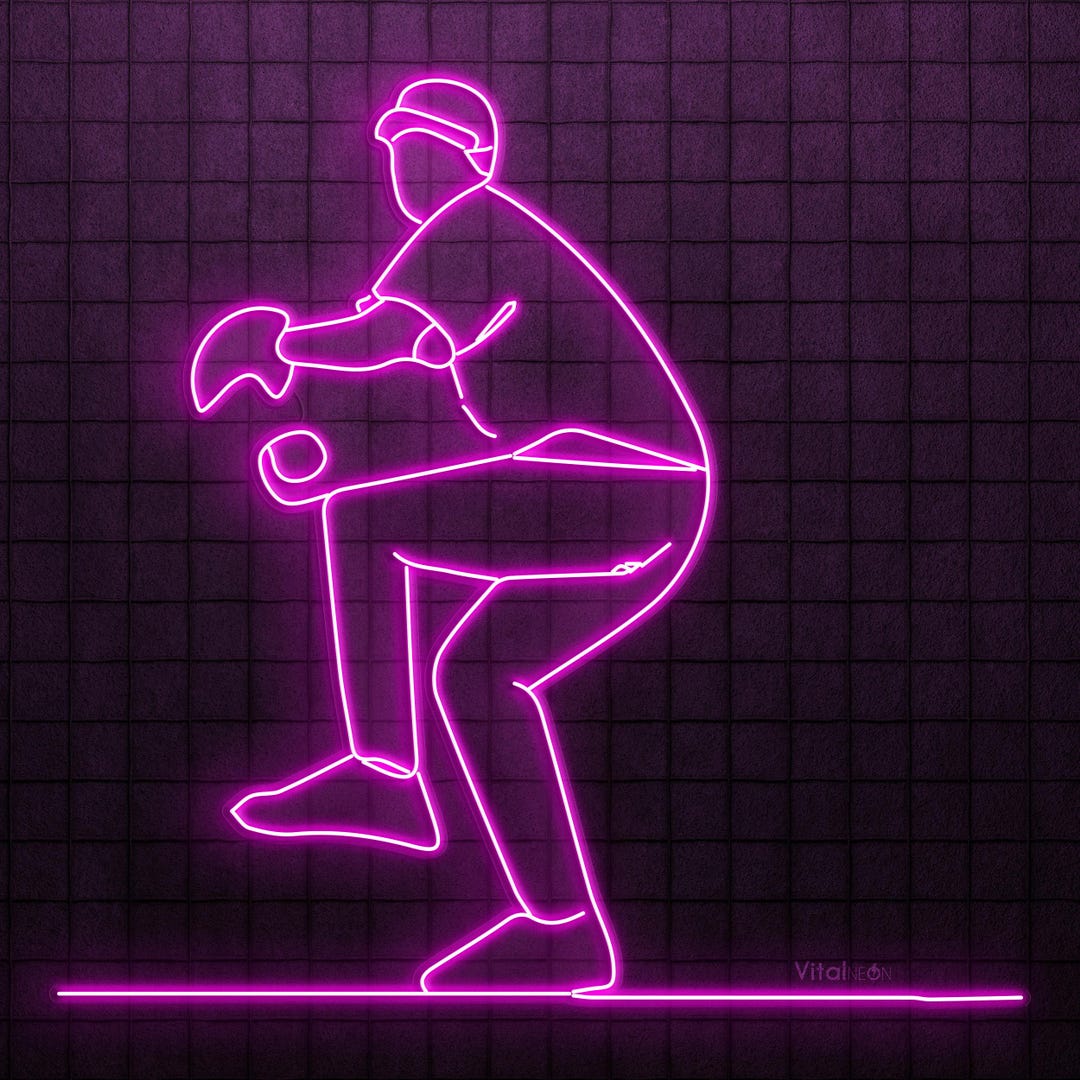 Pitcher Neon Baseball Pitcher Neon Sign LED Wall Art Throwing Player Sports Decor - Etsy