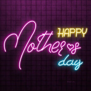 Happy Mother’s Day Neon Sign, Floral LED Light, Gift for Mom, Birthday Wall Decor