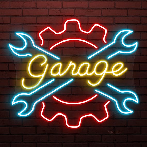 10/5迄セール 【NEON SIGN】　サイズ:44 Garage Neon Sign, Garage LED Light, Mechanic Tools Wall Art, Auto