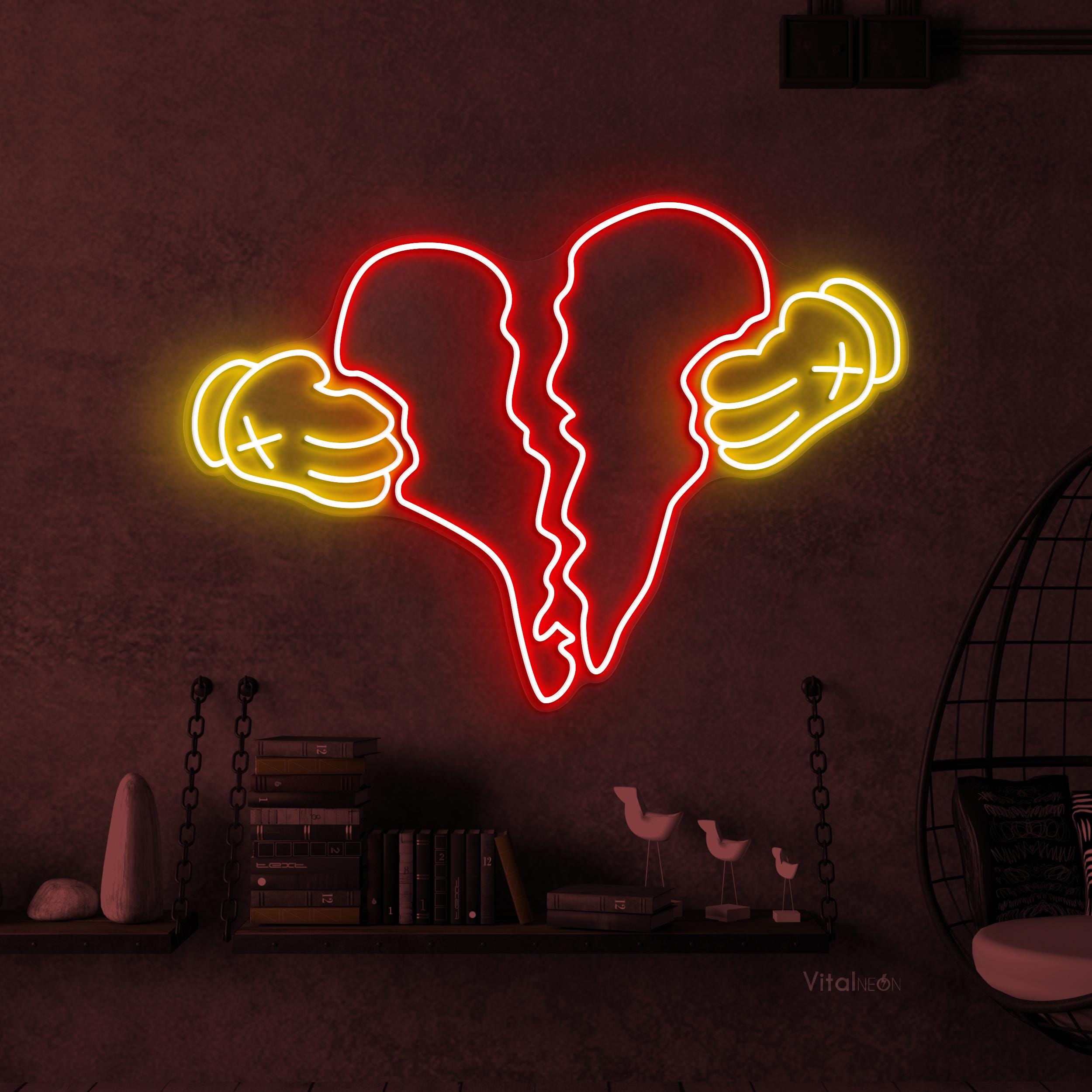 Broken Heart LED Neon Sign, Gloves, Valentine's Day Decor - Etsy