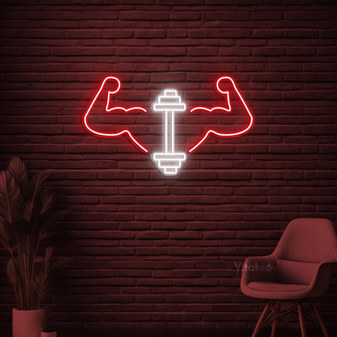Muscle Dumbbell LED Neon Sign, Workout Fitness Gym Home Lover Art