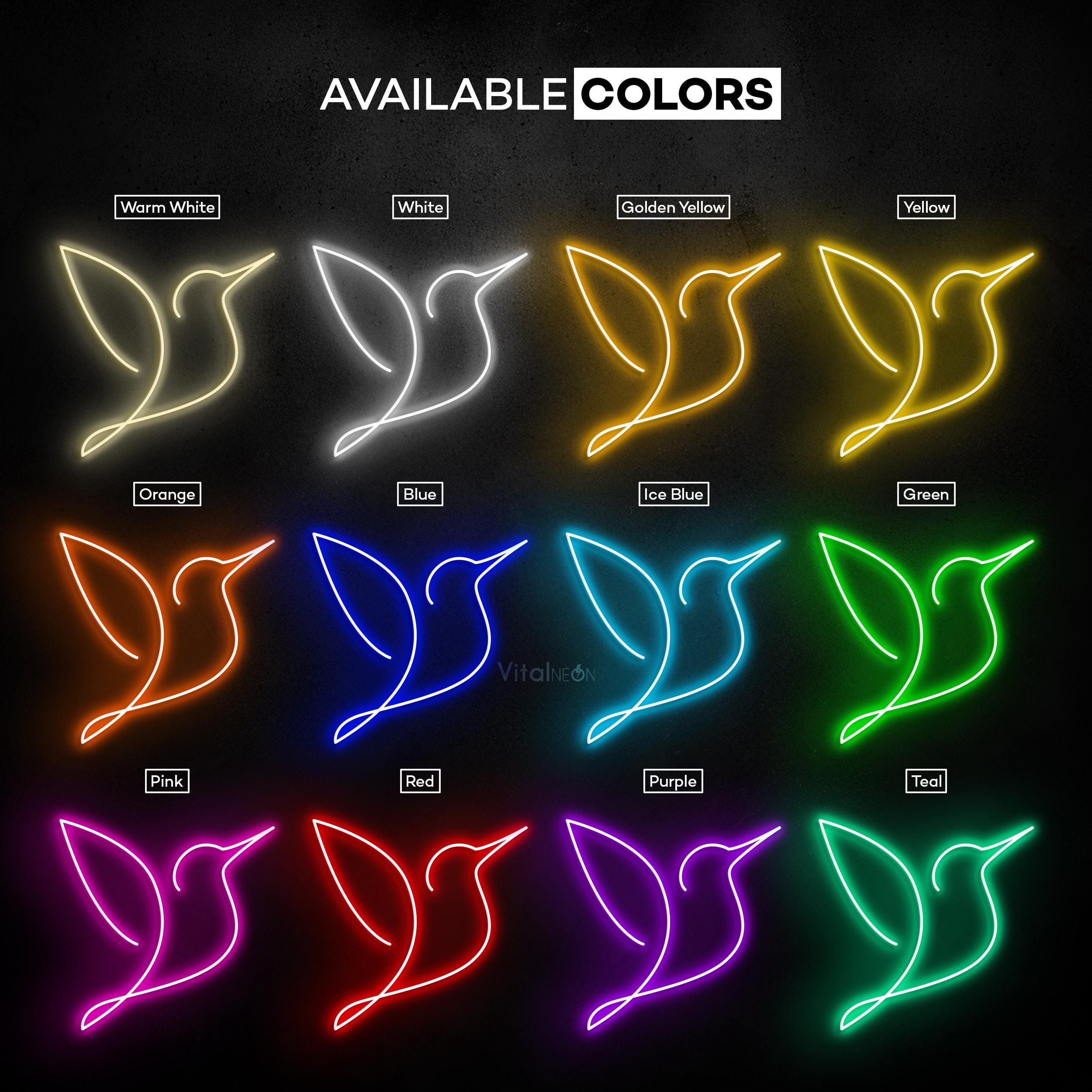Hummingbird LED Light Neon Sign, Birds Forest Shop Kids Room Wall Art ...