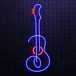 Guitar Neon Sign, Guitar LED Light, Music Studio Wall Decor, Rock & Roll Wall Art, DJ Room Neon Light, Band Neon Sign, Guitar Lover Gift