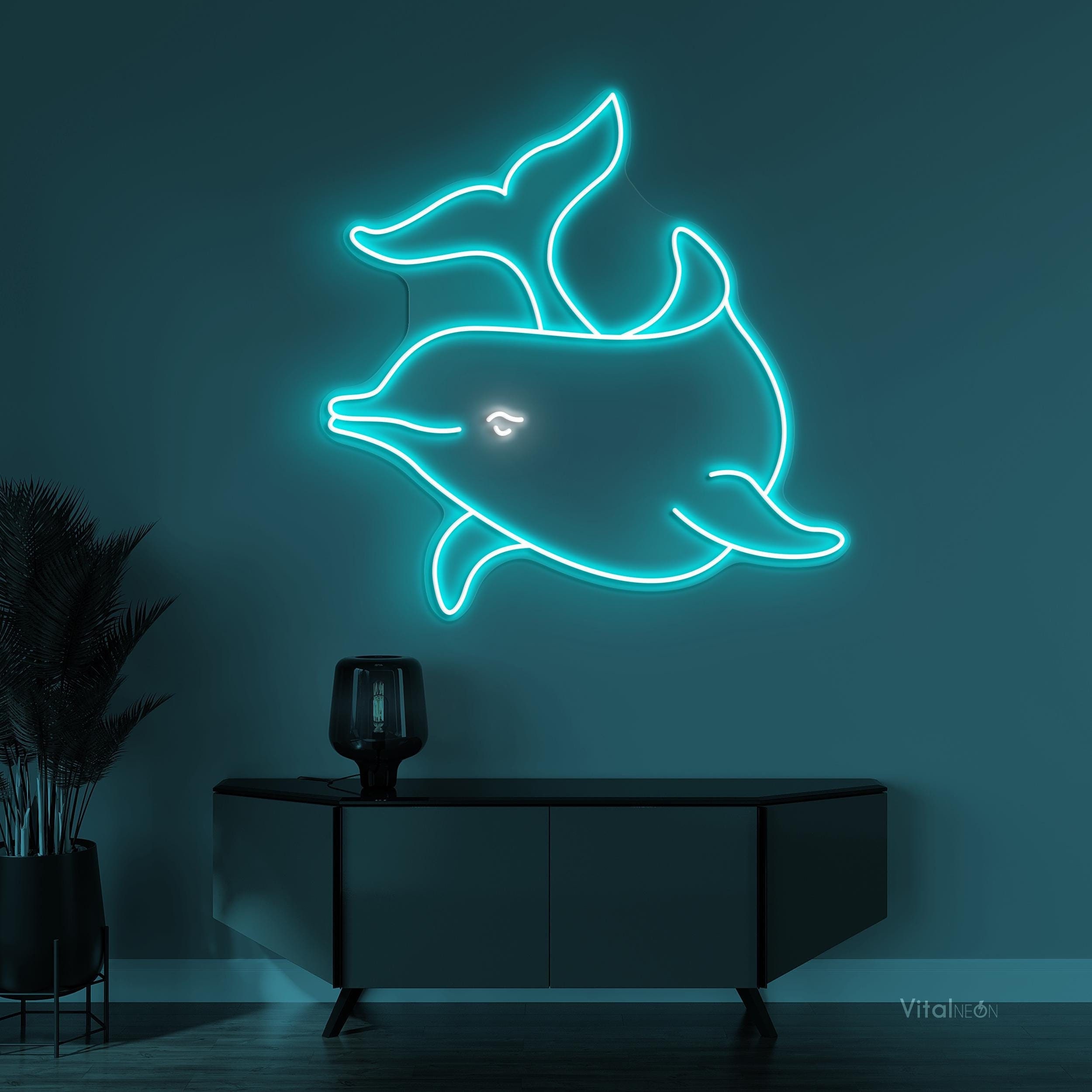 Animal Water III 紫色 LEDライト付き Dolphin Neon Sign LED Light Personalized Kids Room Wall Decor Sea