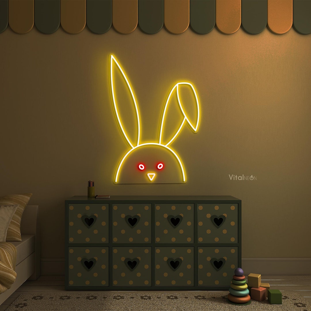 Bonnie Rabbit Neon Sign Rabbit Neon LED Sign, Bunny Wall Art, Kids Room Decor - Etsy