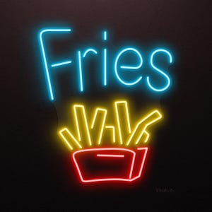 Fries Neon Sign, Fries LED Light, Fries Shop Wall Decor, Fast Food Diner Neon Light, Kitchen Wall Decor, Fries Lovers Gift, Cafe & Bar Art