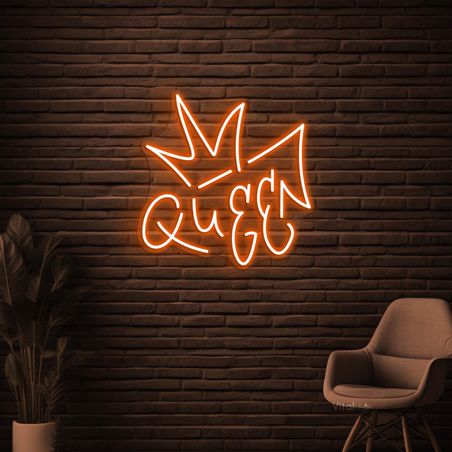 Queen Neon Sign, Queen LED Light, Queen Crown Wall Decor, Queen Logo ...
