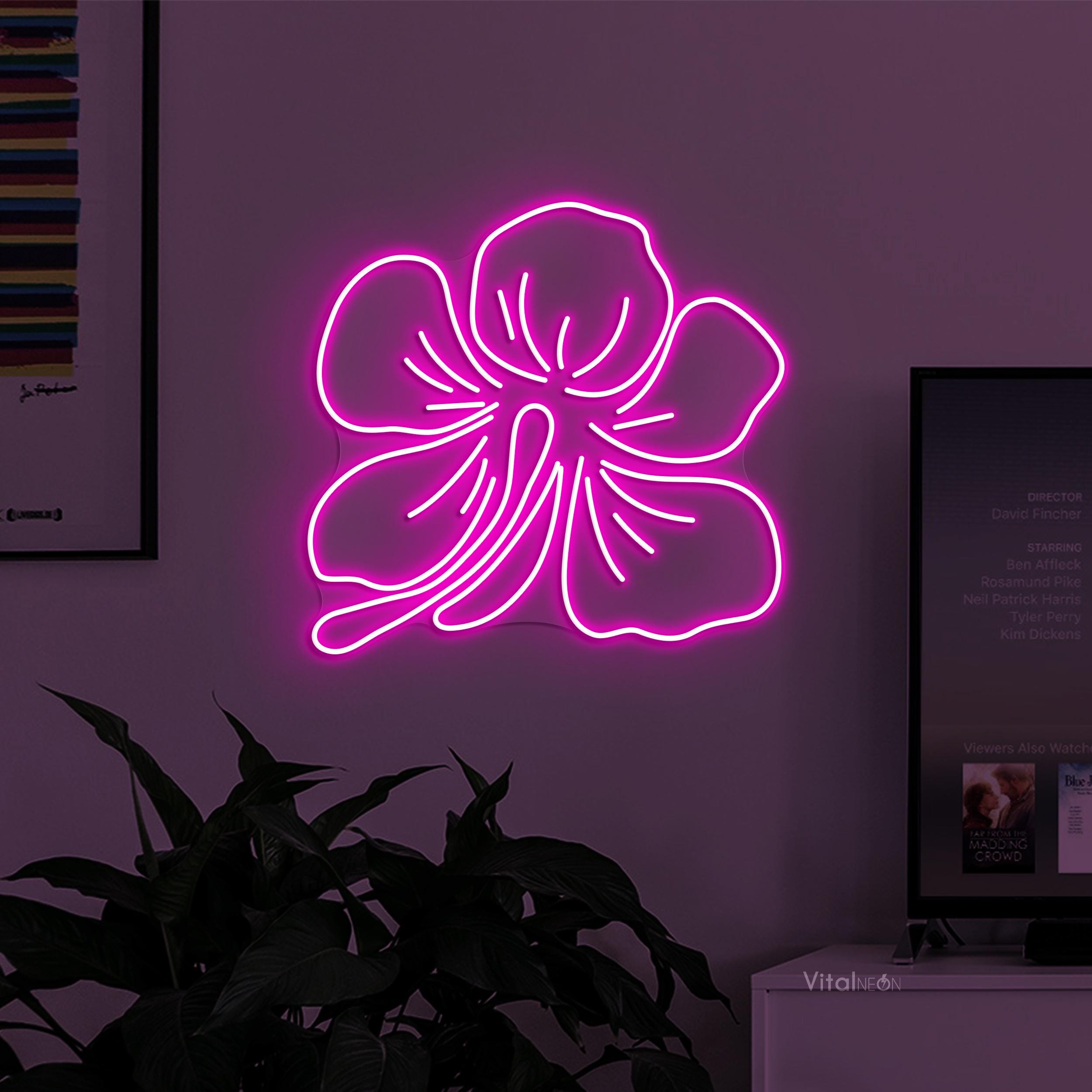 Hibiscus LED Neon Sign, Tropical Flower Wall Decor - Etsy