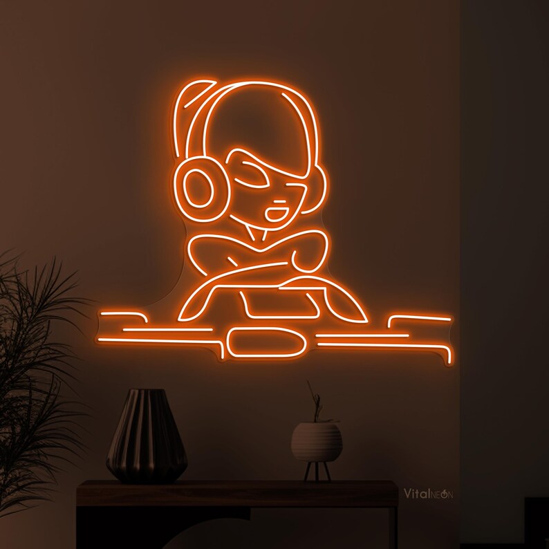 DJ Neon Sign LED Alien Dance Club Music Room Room Decor Gift image 5