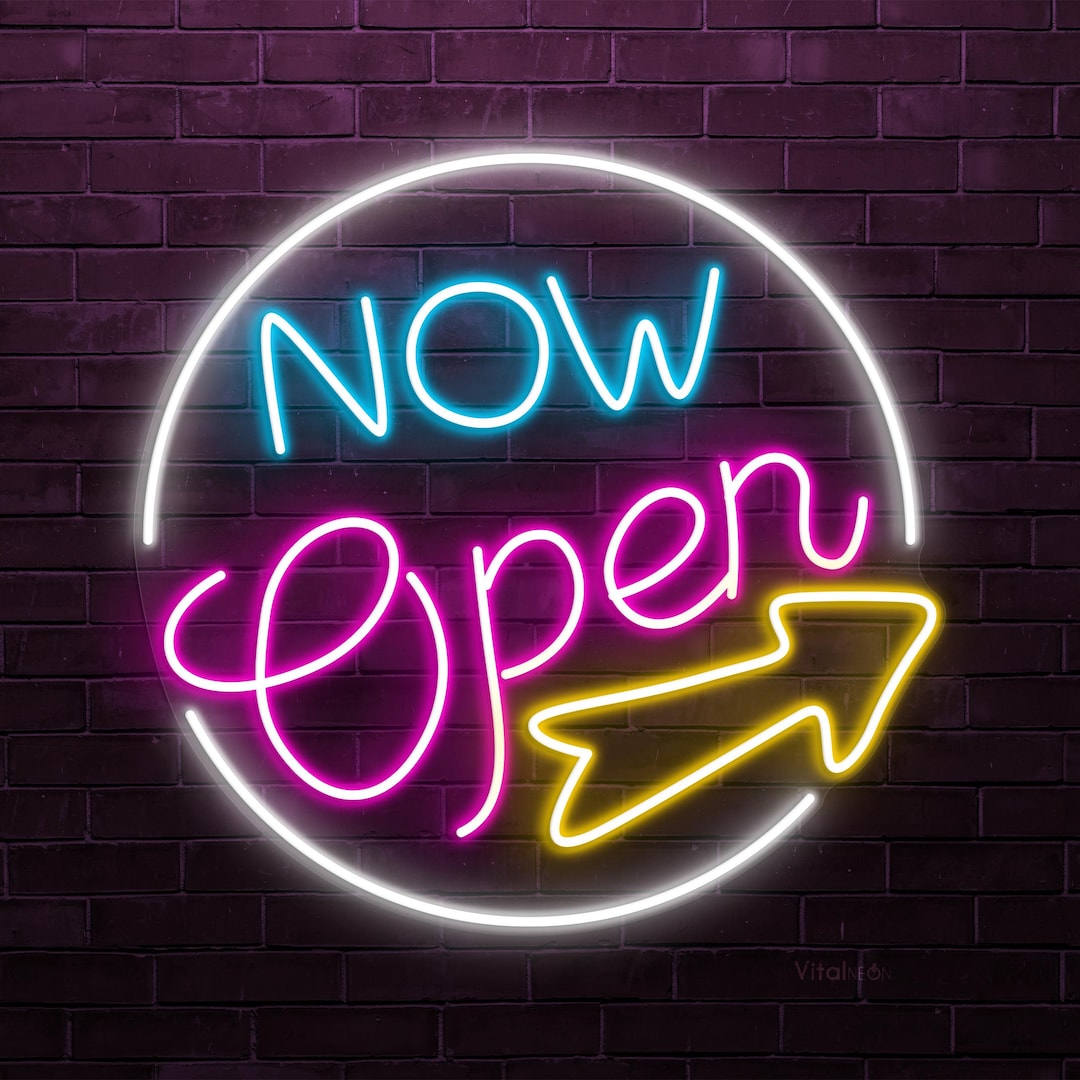Now Open Neon Sign, Business LED Light, Arrow Wall Decor, Grand Opening ...