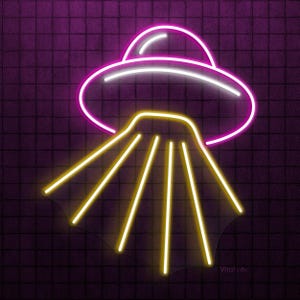 UFO Neon Sign, UFO Led Light, Alien Abduction LED Neon Art, Spaceship Wall Decor, Game Room Neon Light, Home Wall Art, Kids Room Decor