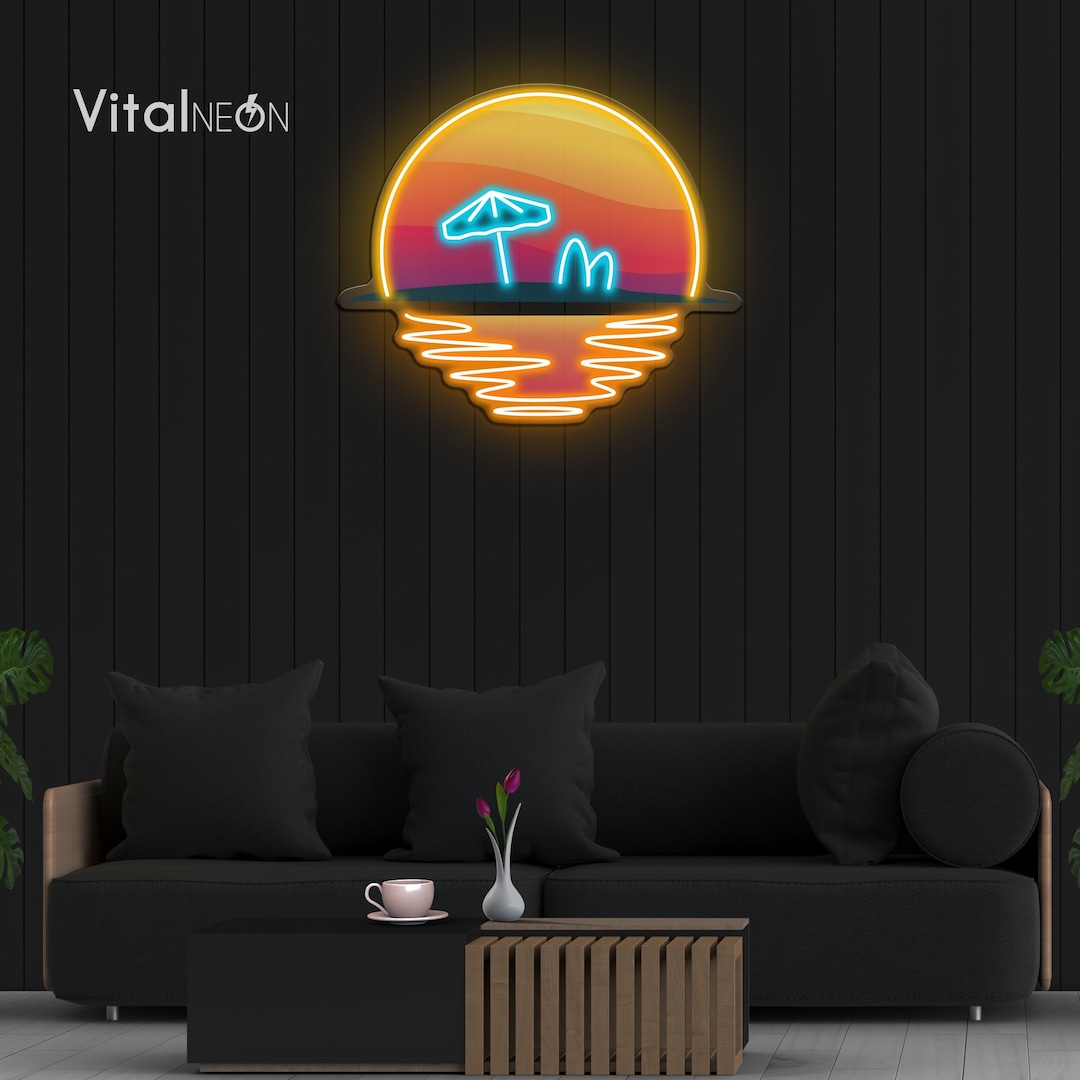 Beautiful Sunset Beach Artwork LED Neon Sign Light Coastal - Etsy