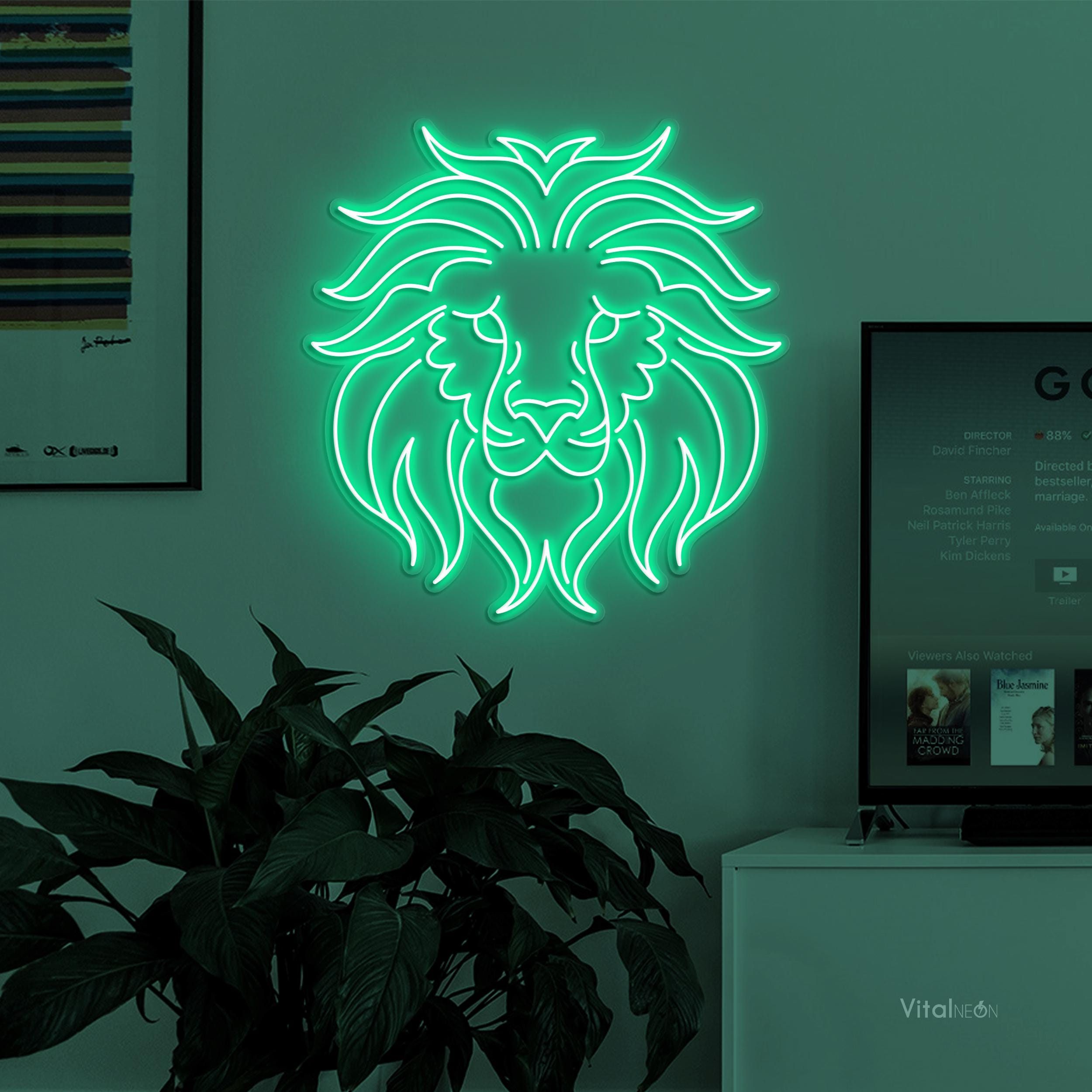 Lion Long Hair LED Neon Sign, Wildlife Jungle Zoo Animal Shop Wall