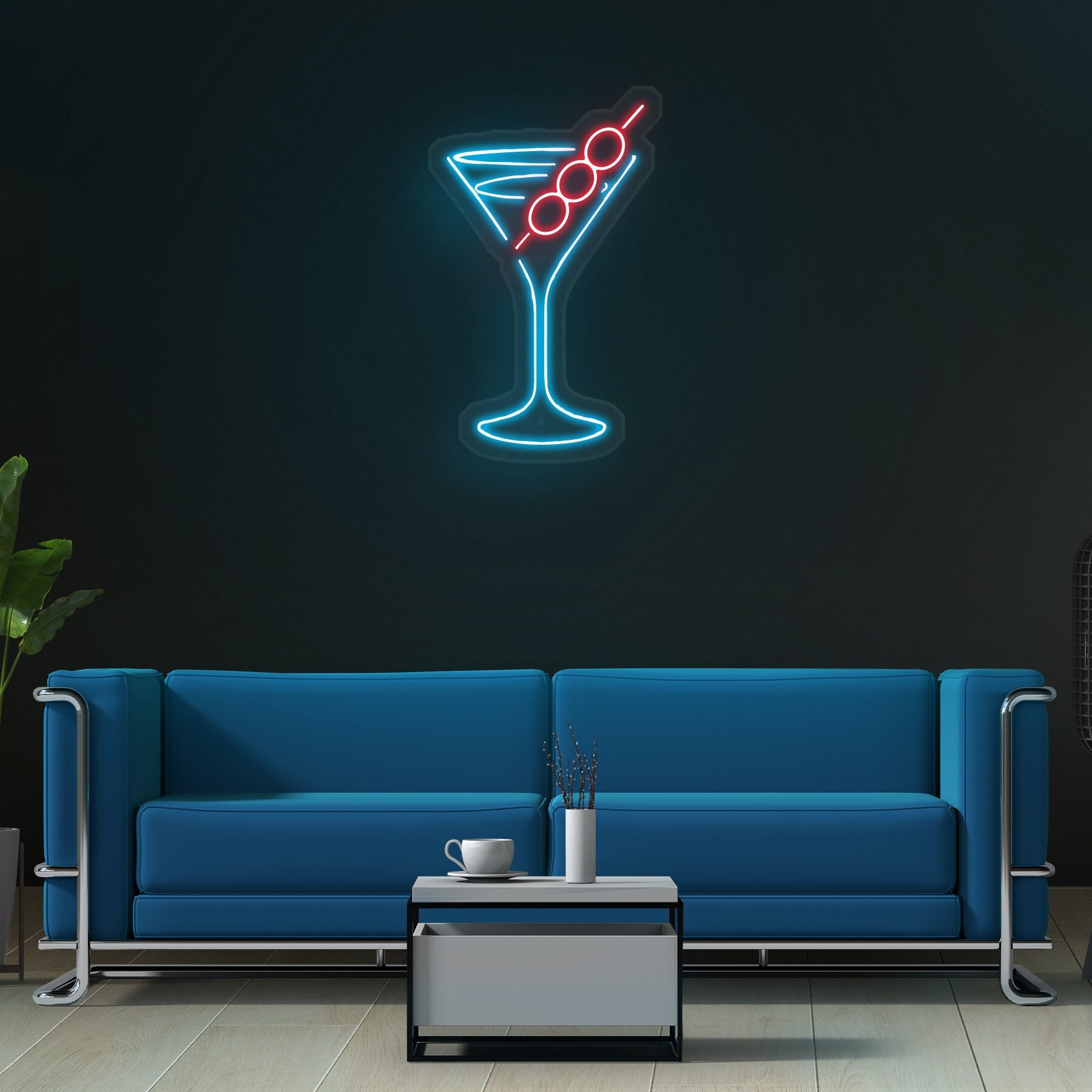 Martini Glass Bar Light, Personalized Free, LED Night Lamp, With Remot