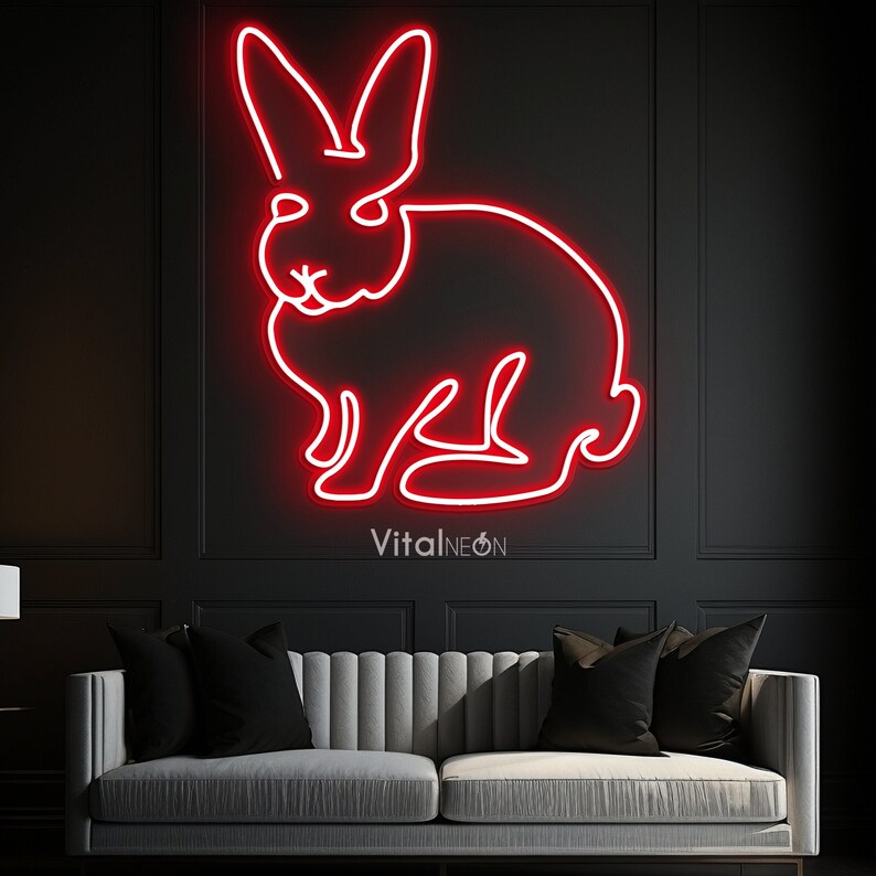 Rabbit Neon Sign, Bunny Hare LED Light, Kids Room Nursery Decor, Animal ...