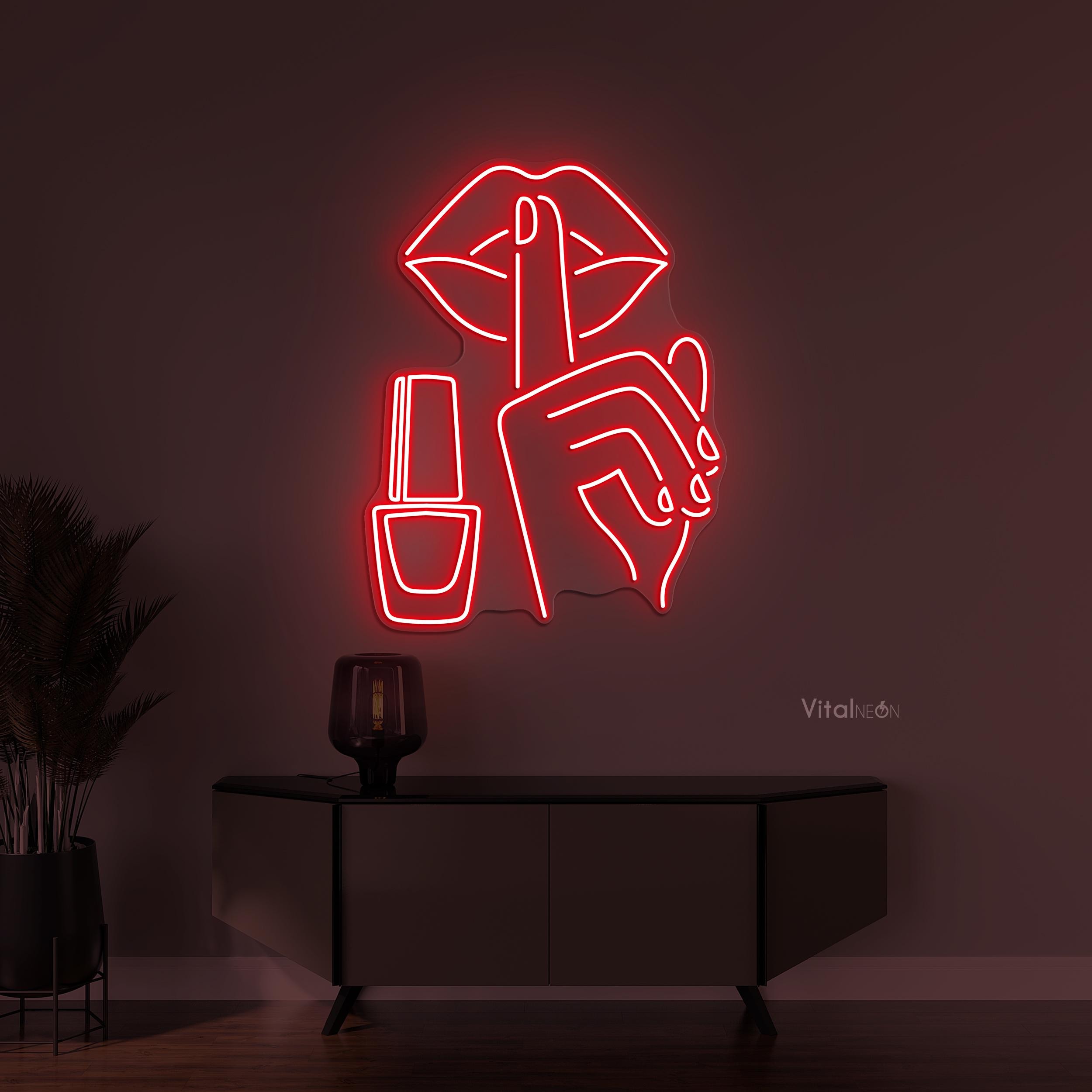 Brochao Pink Nails Neon Sign – 40cm X 19cm LED Light Up Wall Decor For Nail Salons, Beauty Rooms, Home, Or Gift For Teen Girls, USB Powered With Mounting Kit