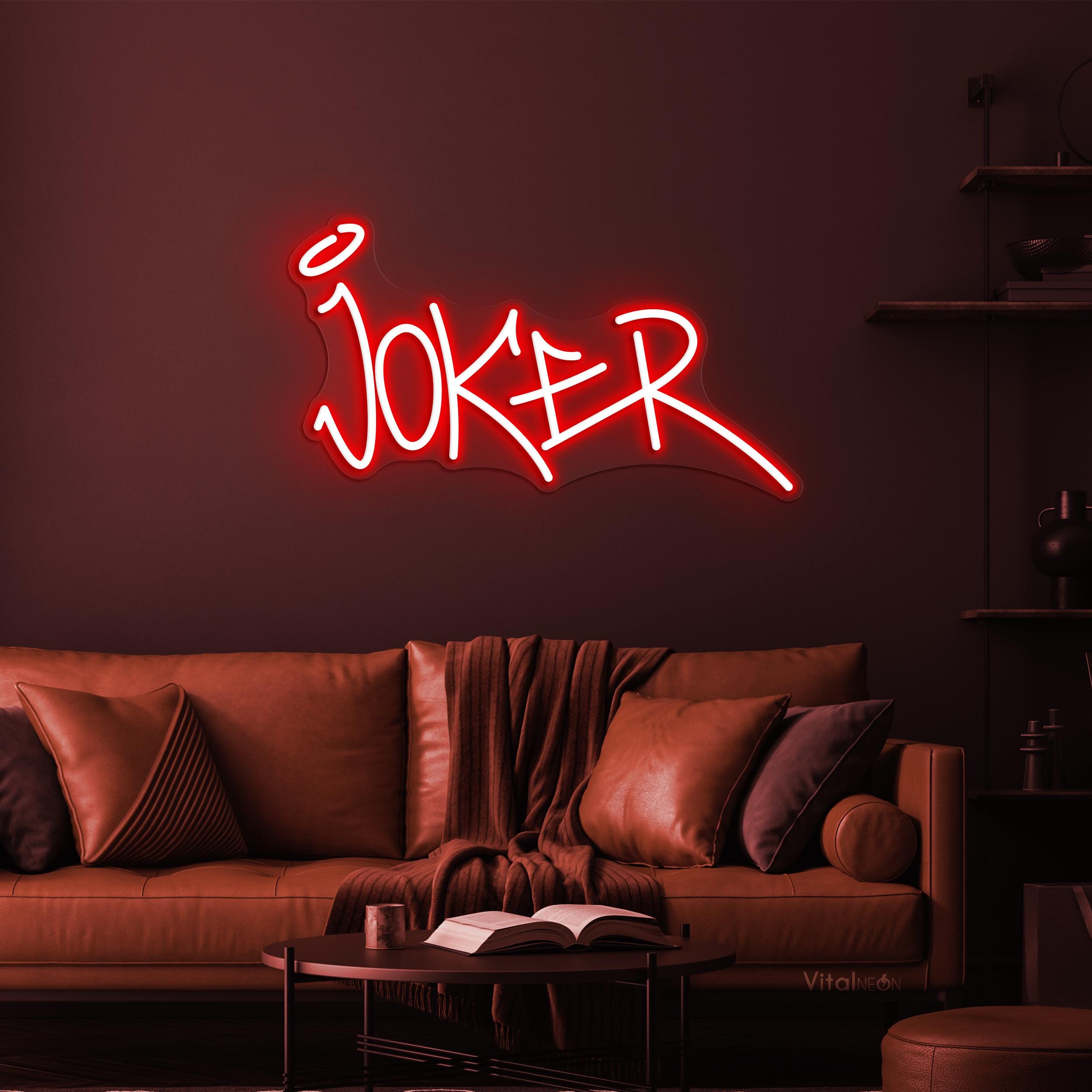 Joker Neon Sign, Joker LED Light, Joker Logo Wall Decor, Game Room