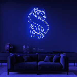 Dollar Neon Sign, Dollar LED Light, Dollar Sign Wall Art, Money Neon ...