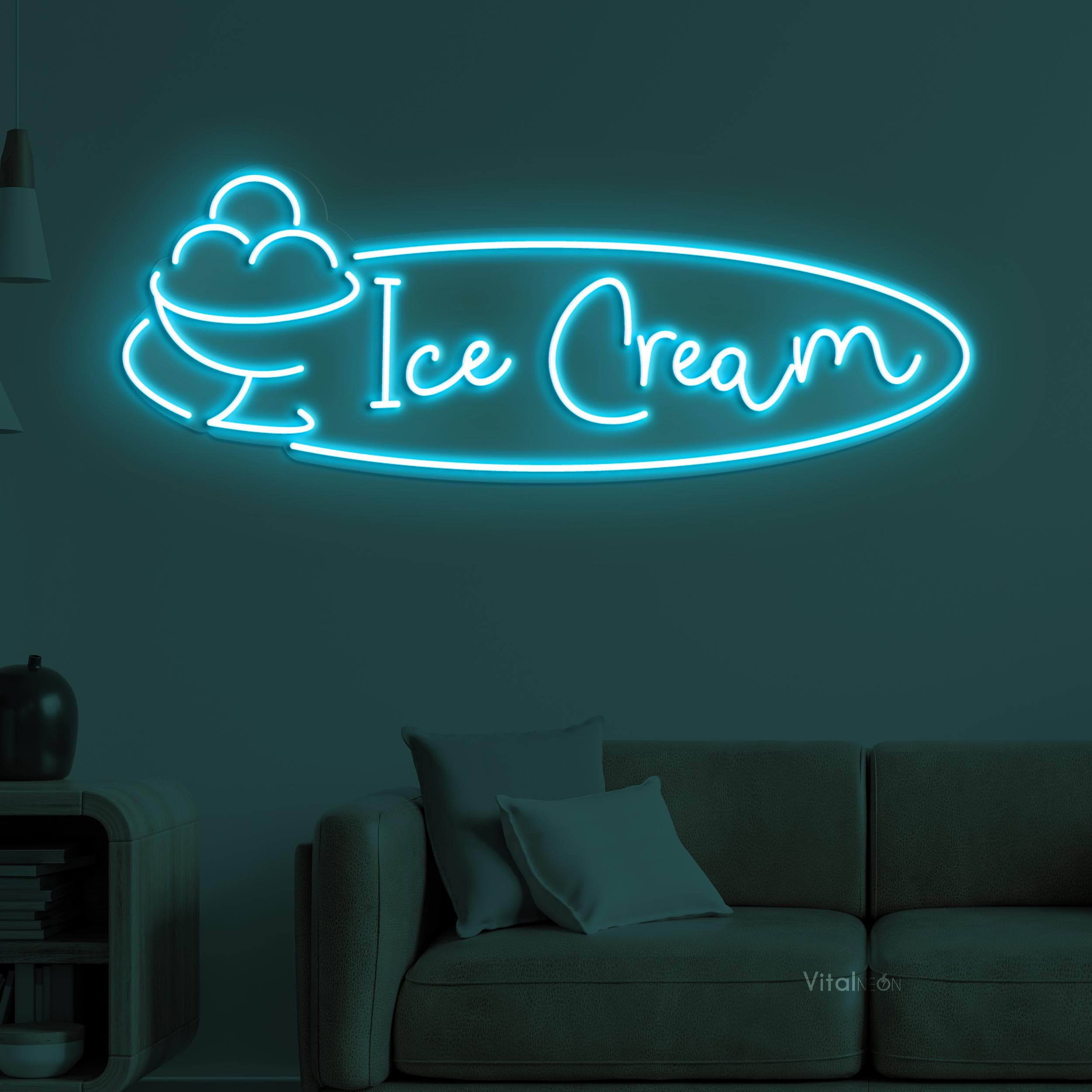 Ice Cream Scoop LED Light Neon Sign, Dessert Bar Cafe Shop Home