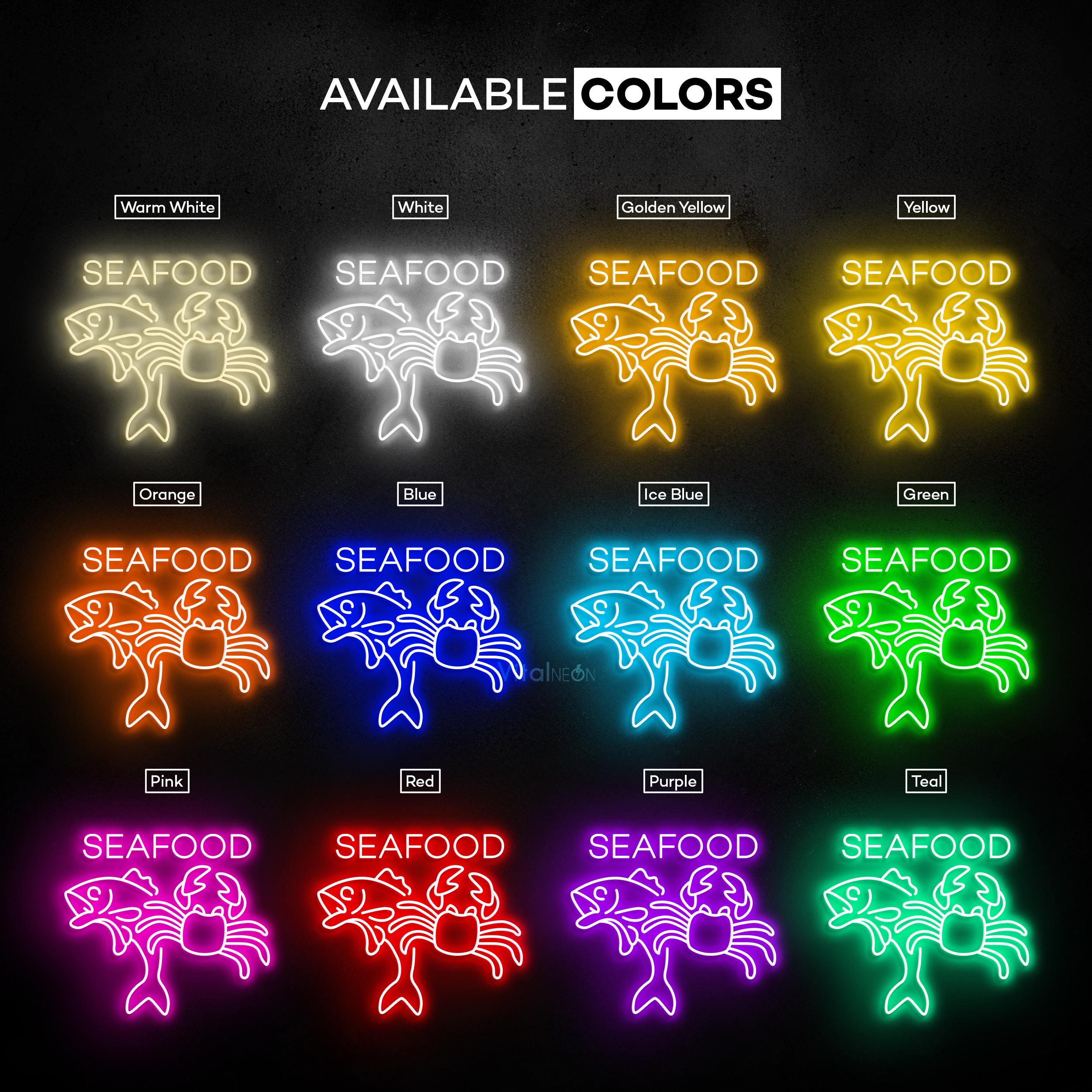 Seafood Crab LED Neon Sign, Fish Shop Restaurant Beach Wall Decor 