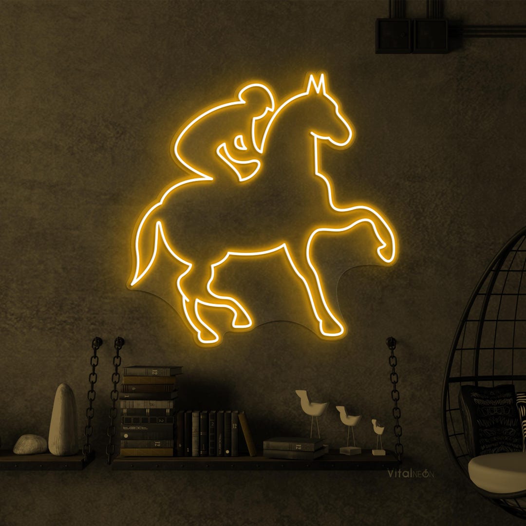 Horse Rider Bucking LED Neon Sign Wall Art Farmhouse Custom Horse Lover ...