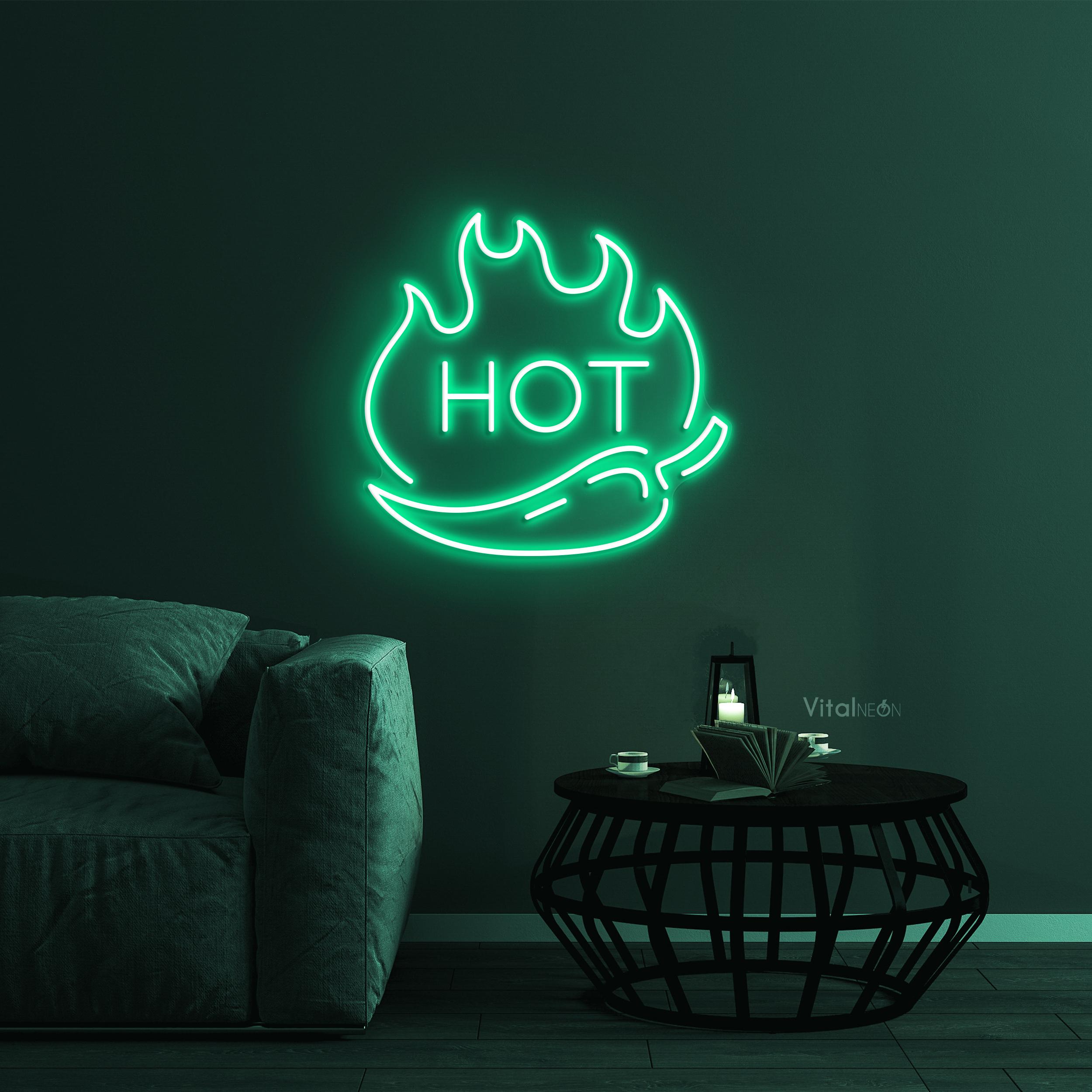 Hot Chili Pepper Neon Sign LED Light Flame Wall Art Spicy Decor