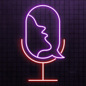 Microphone Neon Sign, Podcast Microphone LED Light, Microphone & Face Wall Decor, Voice Over Neon Sign, Media Room Neon Light, Custom Sign
