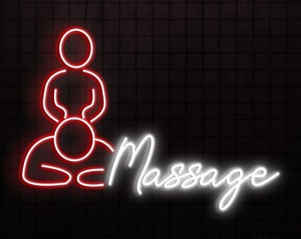 Massage Neon Leuchtreklame - LED Massage Therapie Logo Wandkunst für Spa, Wellness oder Zuhause