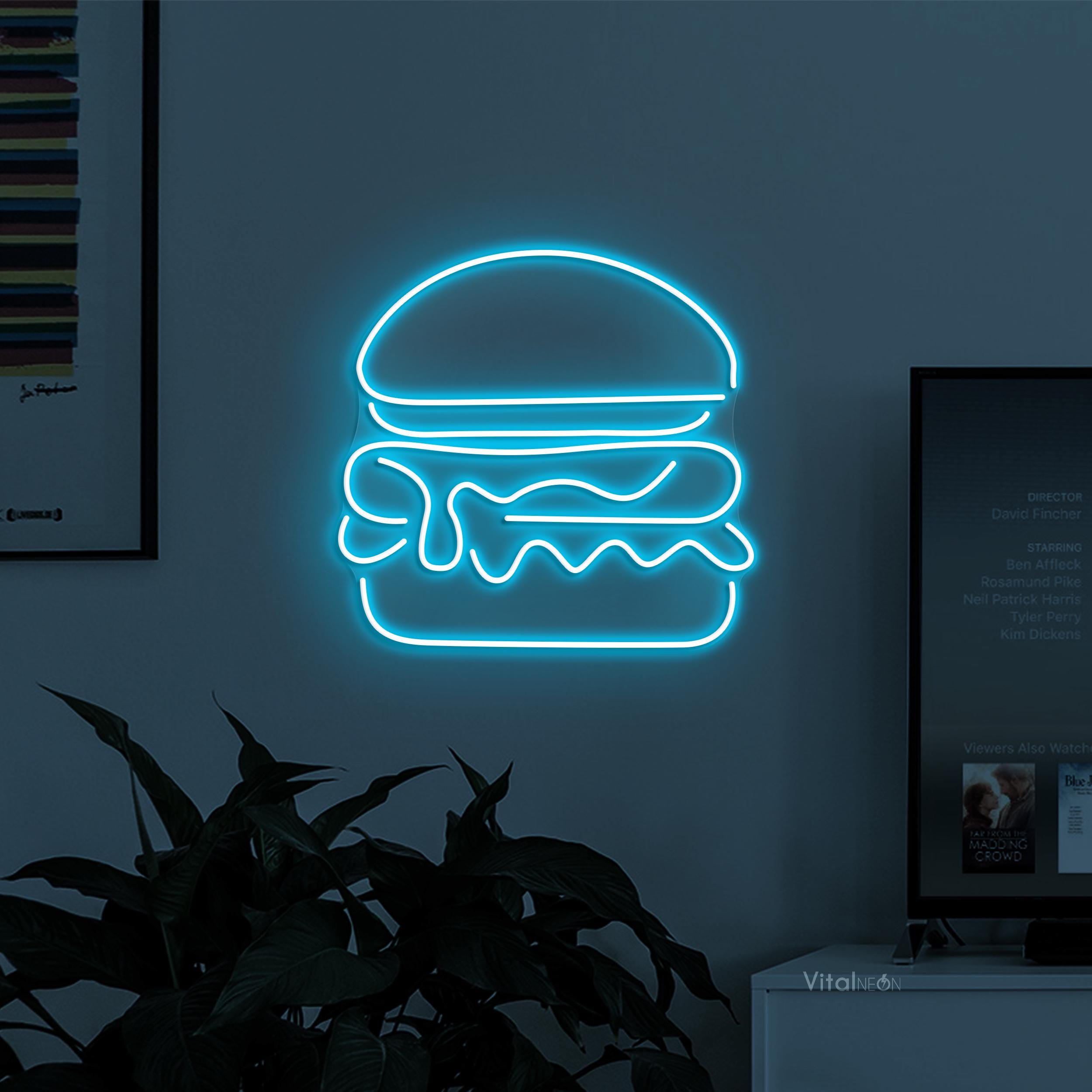 Burger Neon Sign LED Light Shop Wall Decor Fast Food Hamburger ...