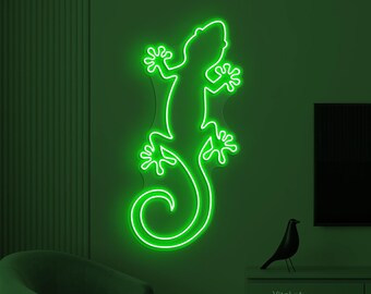 ヤモリネオンサイン、爬虫類LED壁装飾、動物ショップライト - Etsy 日本