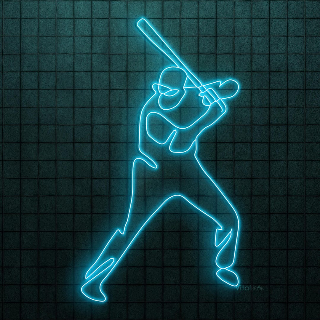 Baseball Player Neon Sign LED Wall Art Athlete Silhouette Sports Club ...