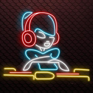 DJ Neon Sign LED Alien Dance Club Music Room Room Decor Gift image 1