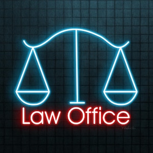 Law Office Neon Sign, Law Office LED Light, Lawyer Wall Decor, Scales of Justice Wall Art, Attorney Present Light, Personalized Lawyer Gift