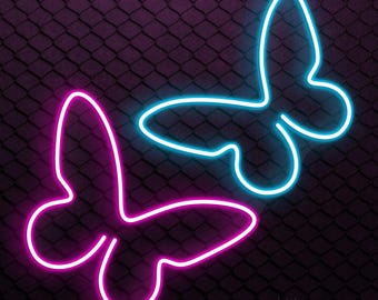 Butterfly Neon Sign LED Light Two Butterflies Wall Art Nursery Girl Room Decor