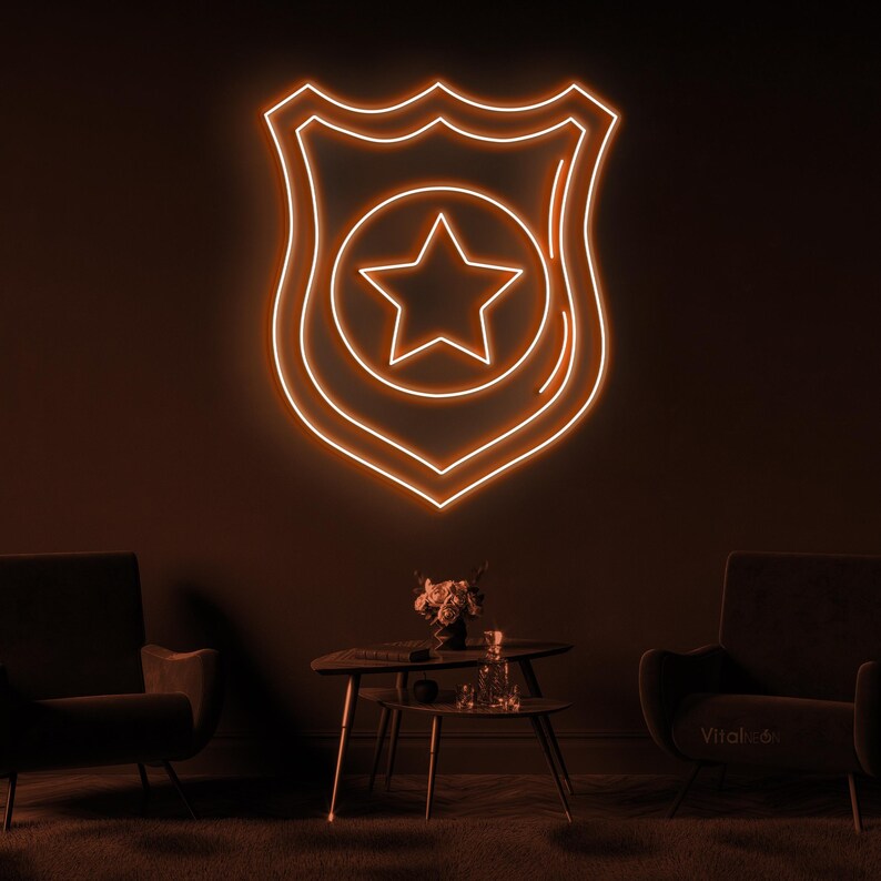 Police Badge Neon Sign, Custom Sheriff Star LED Light, Law Enforcement ...