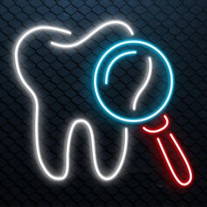Tooth Neon Sign, Tooth LED Light, Dental Clinic Wall Art, Oral Care Neon Light, Medical Office Wall Decor, Tooth & Magnifying Glass Led Sign