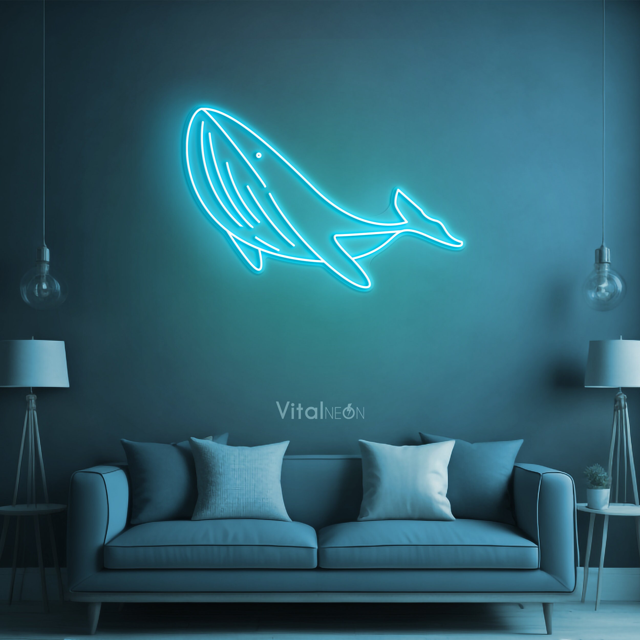 Whale LED Neon Sign Light Wall Art for Bedroom Living Room Home