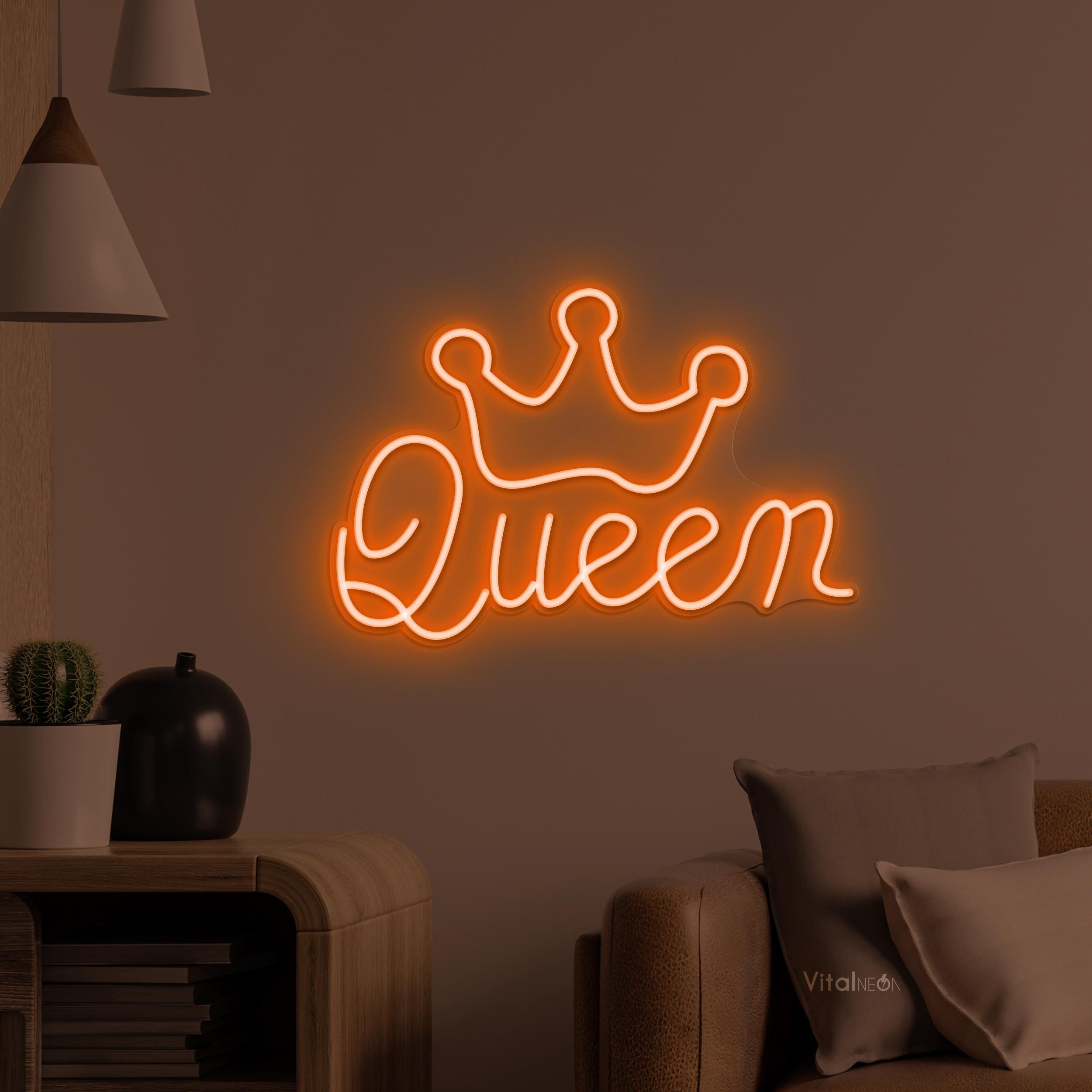 Queen Crown LED Light, Princess Girl Boss Power Room Party Wall